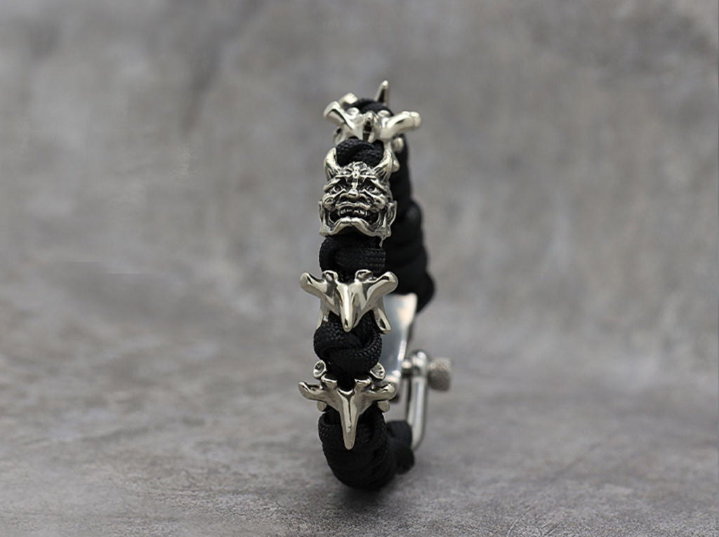 Satan Horned Skull Skeleton Paracord Bracelet