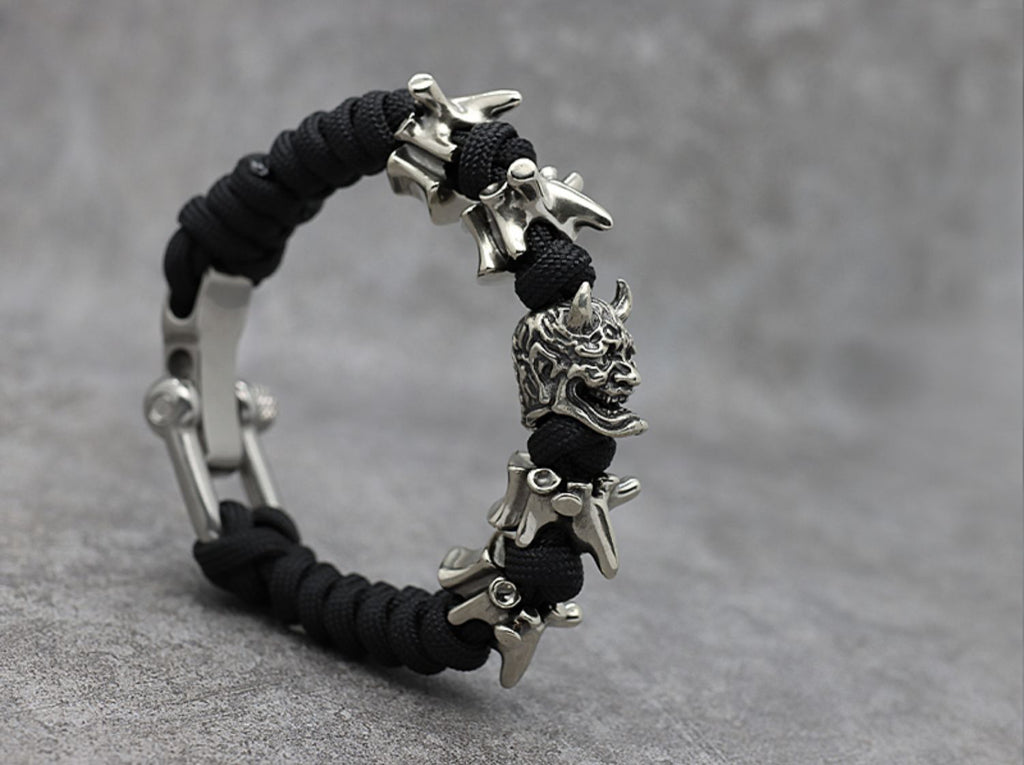 Satan Horned Skull Skeleton Paracord Bracelet