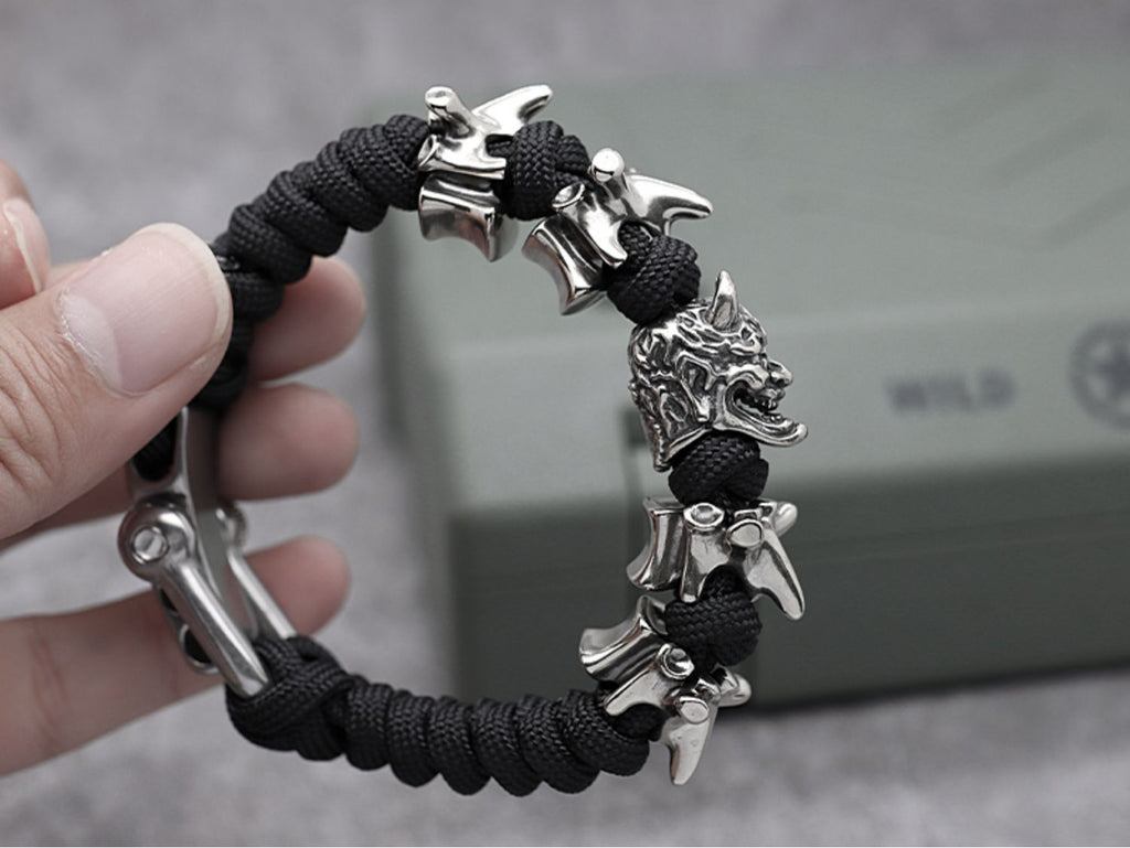 Satan Horned Skull Skeleton Paracord Bracelet
