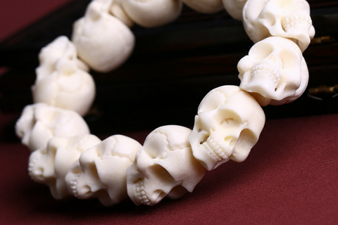 Skulls Bracelet Handcrafted Tibetan Yak Horn Black Ghost