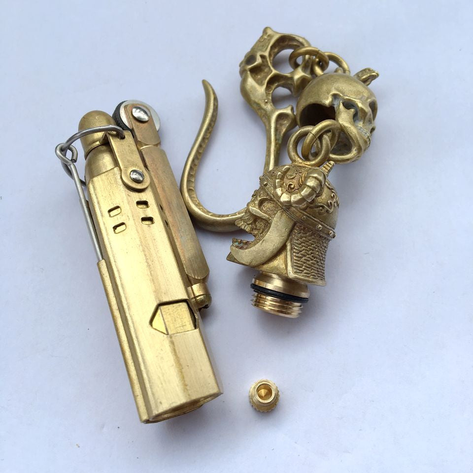 Brass Warrior Skull & Hook Lighter - Holy Buyble