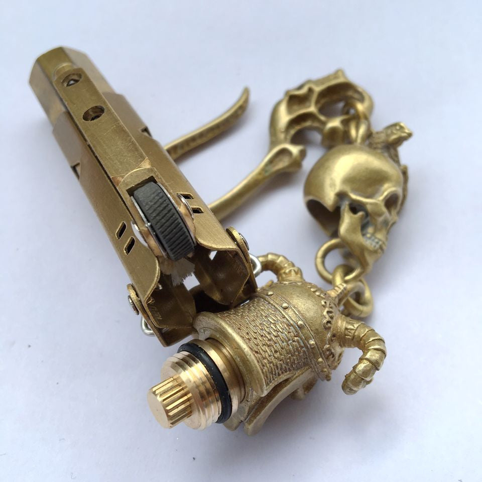 Brass Warrior Skull & Hook Lighter - Holy Buyble