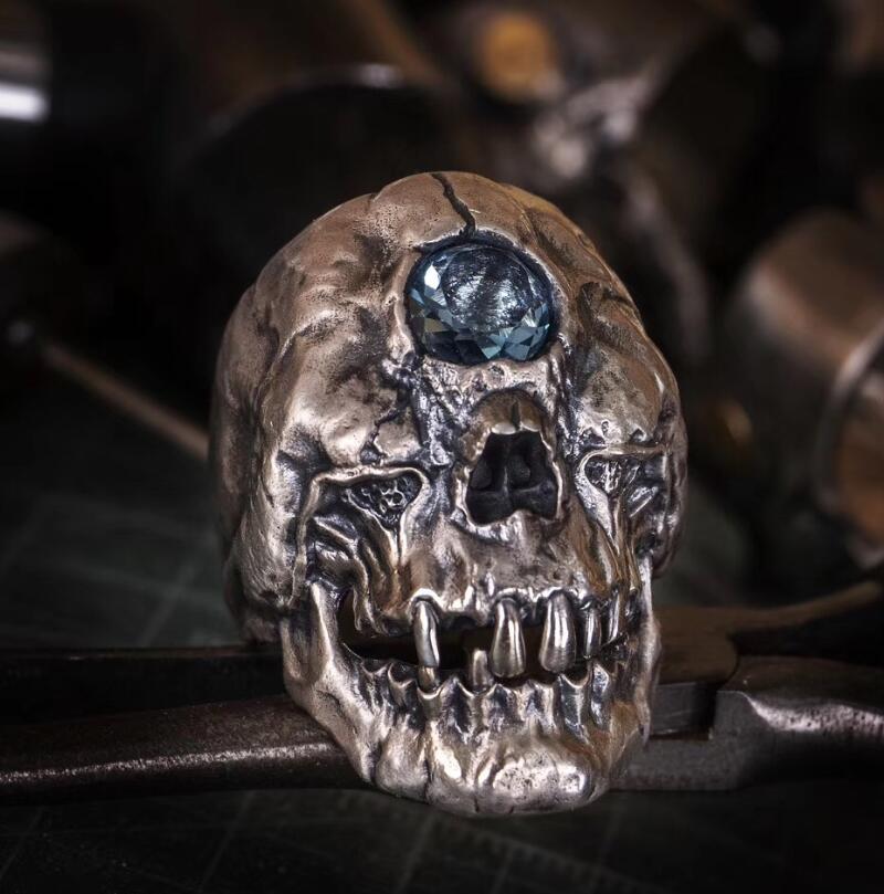Crystal Eye Cyclops Skull Ring - Holy Buyble