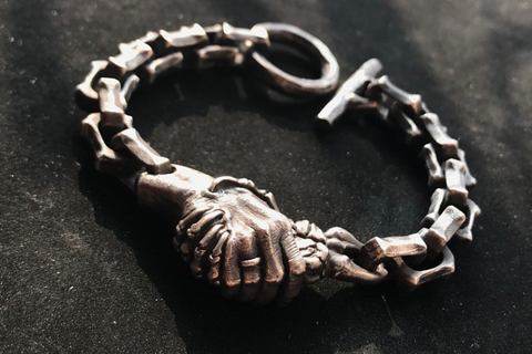 Ash Ghost Bone Sculpture Skull Bracelet