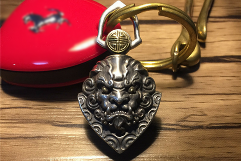 Japanese Oni Demon Silver Pendant