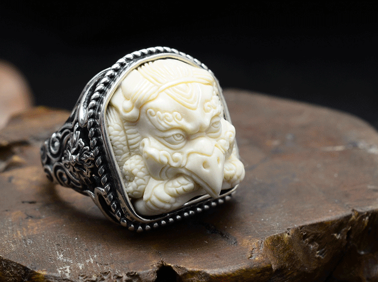 Mammoth Ivory Fossil Garuda Ring - Holy Buyble