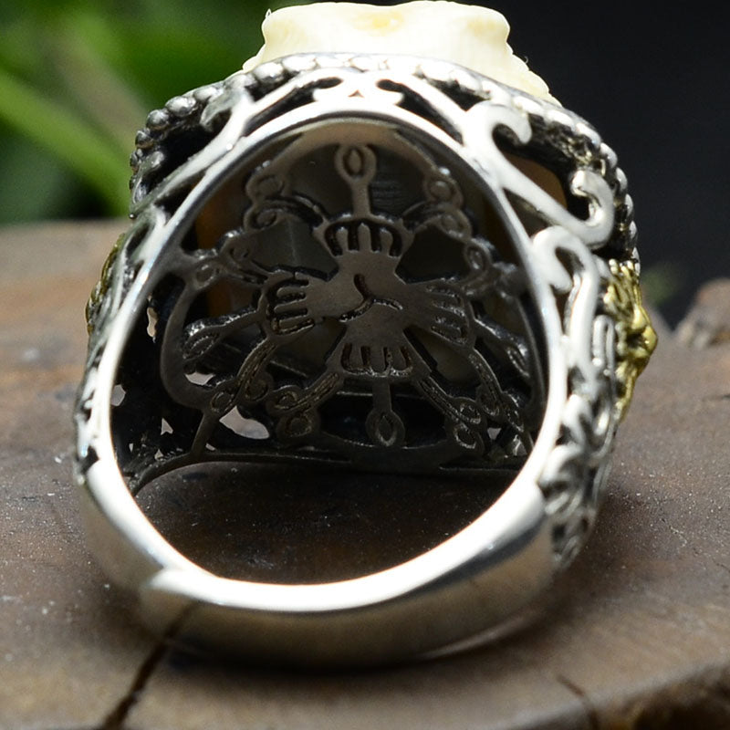 Mammoth Ivory Fossil Garuda Ring - Holy Buyble
