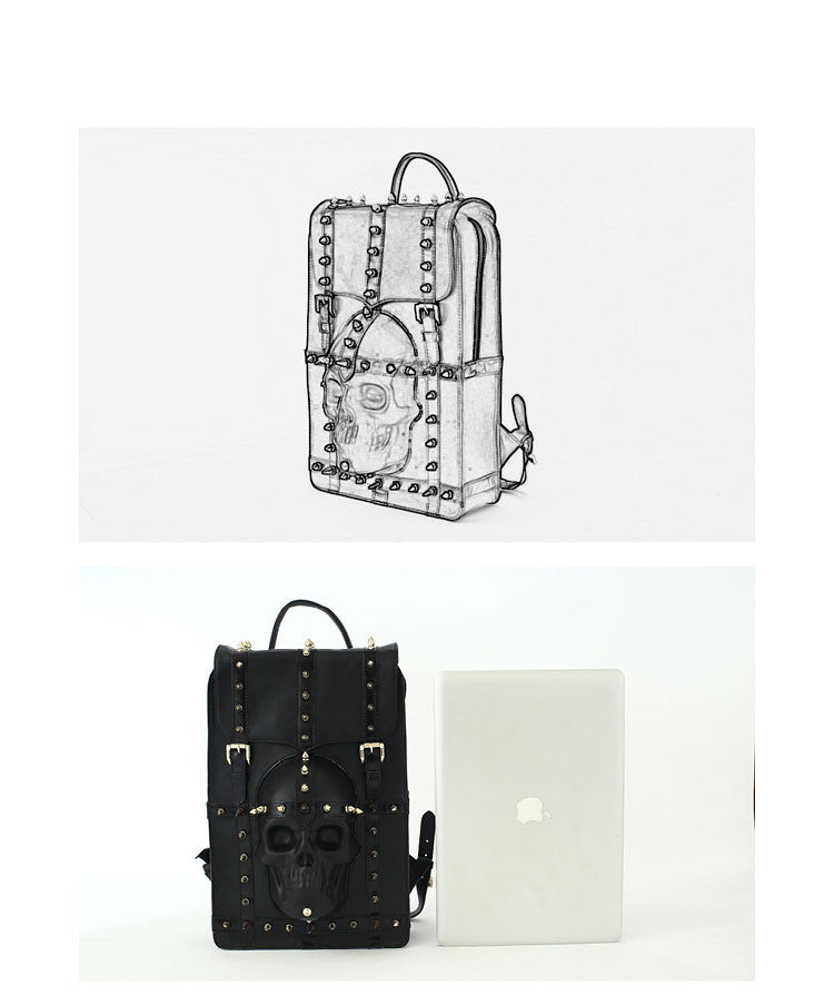 Gladiator Skull Leather Studded Biker Backpack - Holy Buyble
