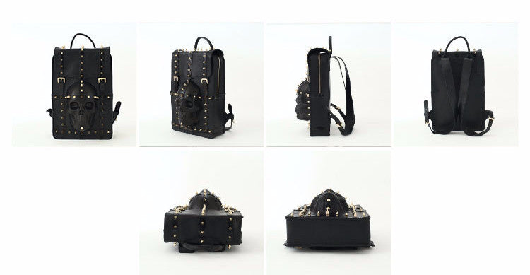 Gladiator Skull Leather Studded Biker Backpack - Holy Buyble
