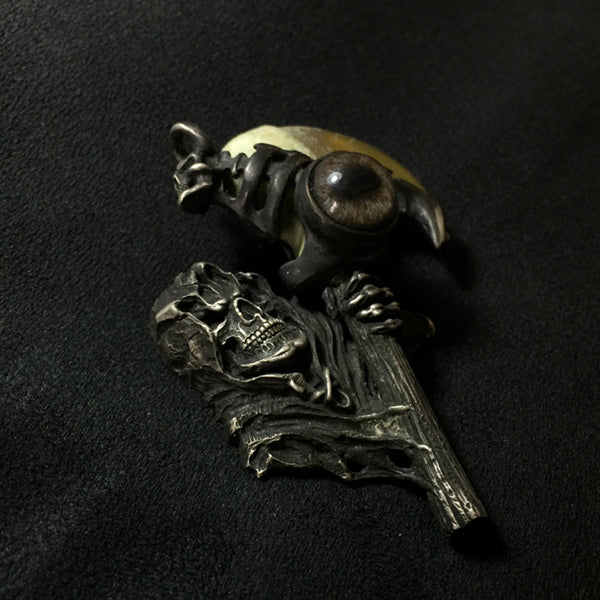 Beasty Grim Reaper the Pendant of Death ☠ Moon Stone Edition ☠ - Holy Buyble