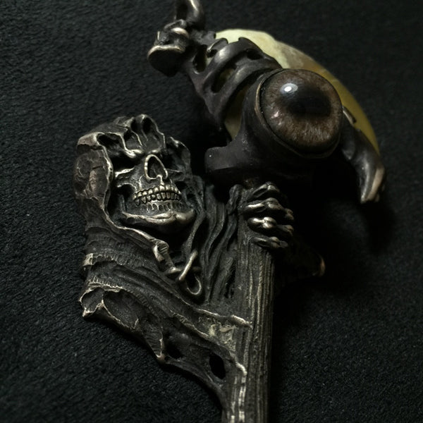 Beasty Grim Reaper the Pendant of Death ☠ Moon Stone Edition ☠ - Holy Buyble