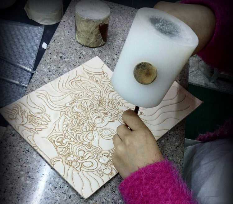 Premium Leather Mahākāla God of Fortune Hand Painted Wallet - Holy Buyble