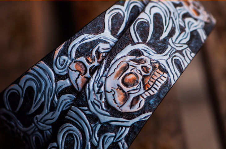 Hand Painted Sugar Skull Leather Belt - Holy Buyble