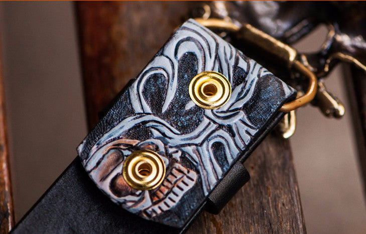 Hand Painted Sugar Skull Leather Belt - Holy Buyble