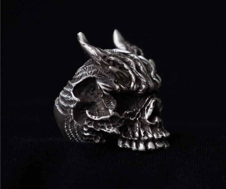 Made to Order Horned Demon Skull Ring - Holy Buyble