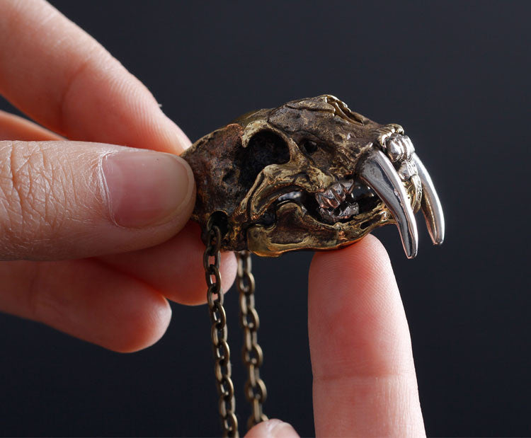 Saber-Toothed Tiger Skull Pendant - Holy Buyble