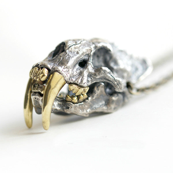 Saber-Toothed Tiger Skull Pendant - Holy Buyble