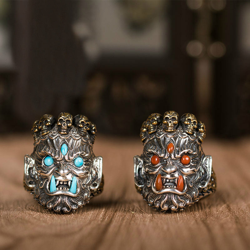 MAHĀKĀLA God of Fortune Silver Ring - Holy Buyble