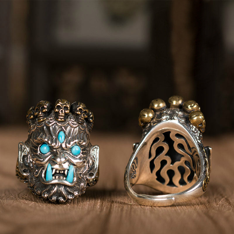 MAHĀKĀLA God of Fortune Silver Ring - Holy Buyble
