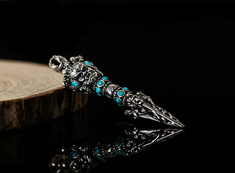 Mahākāla Dagger Silver Pendant - Holy Buyble
