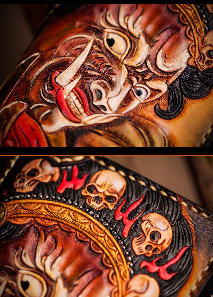 Premium Leather Mahākāla God Painted Wallet - Holy Buyble