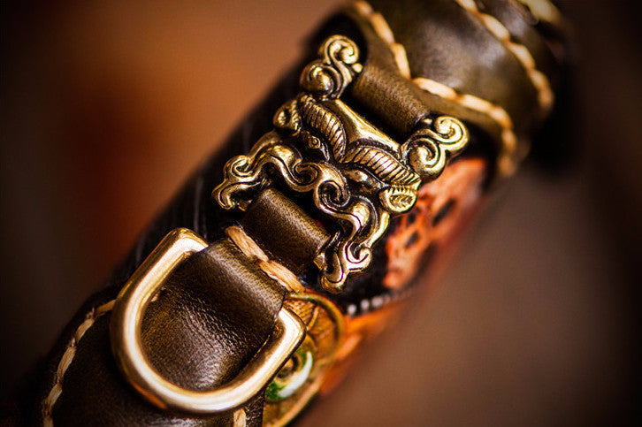 Premium Leather Mahākāla God Painted Wallet - Holy Buyble