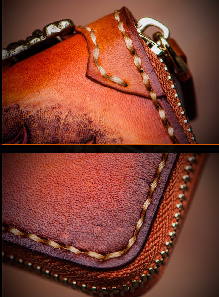 Handcrafted Premium Leather Mahākāla God of Fortune Wallet - Holy Buyble