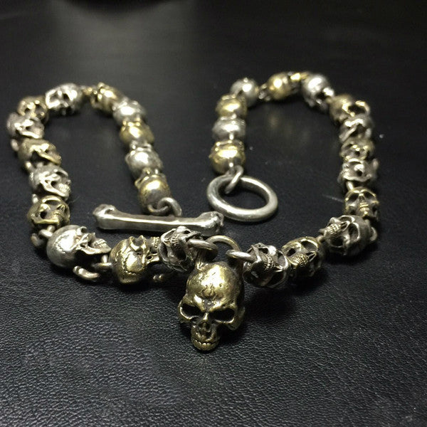 Skull Chain Silver & Brass Necklace - Holy Buyble