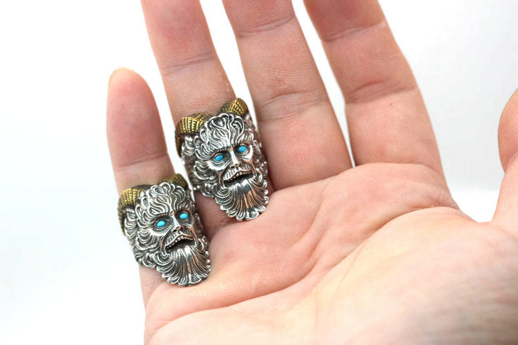 Blue Turquoise Horned Pan Faun Ring - Holy Buyble
