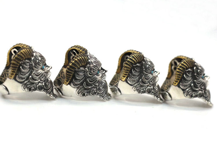 Blue Turquoise Horned Pan Faun Ring - Holy Buyble