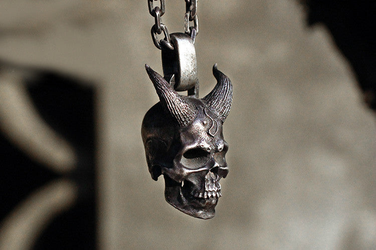 Horned Demon Skull Pendant - Holy Buyble