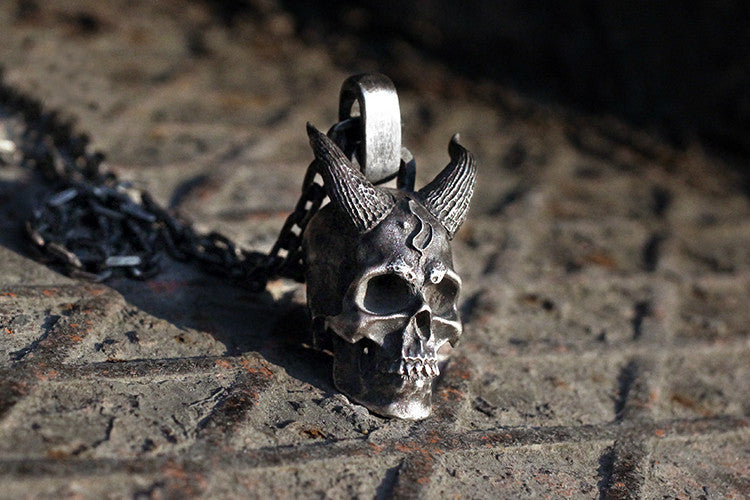 Horned Demon Skull Pendant - Holy Buyble
