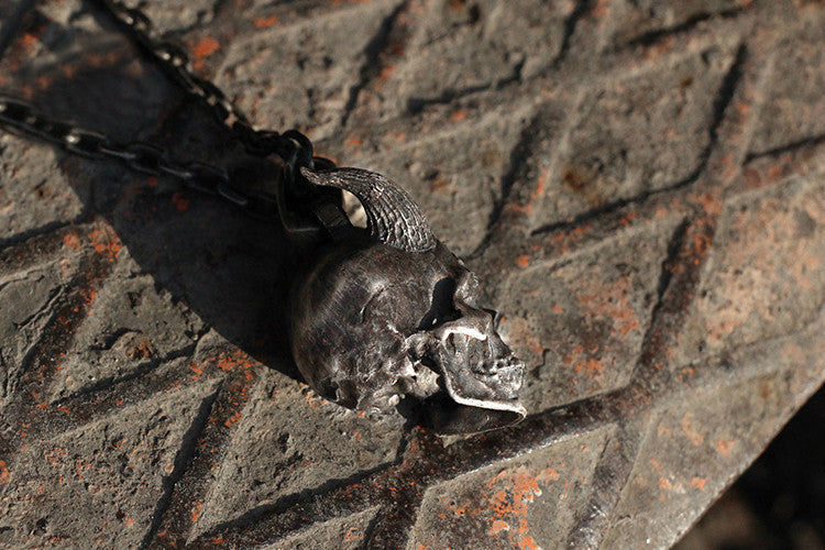 Horned Demon Skull Pendant - Holy Buyble