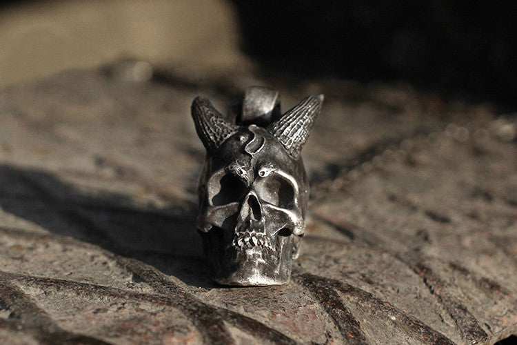 Horned Demon Skull Pendant - Holy Buyble