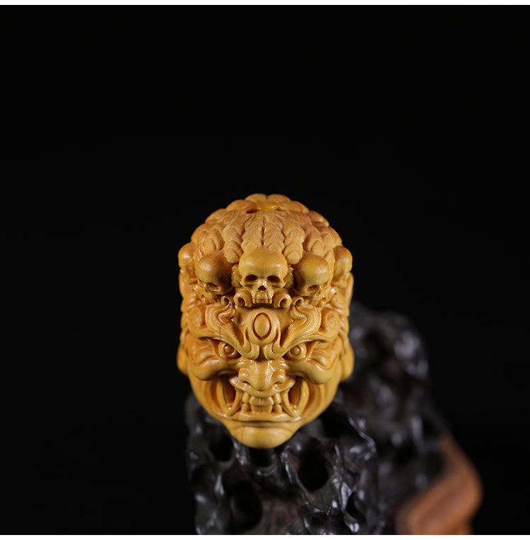 Mahākāla God of Fortune Yellow Box Wood Pendant - Holy Buyble