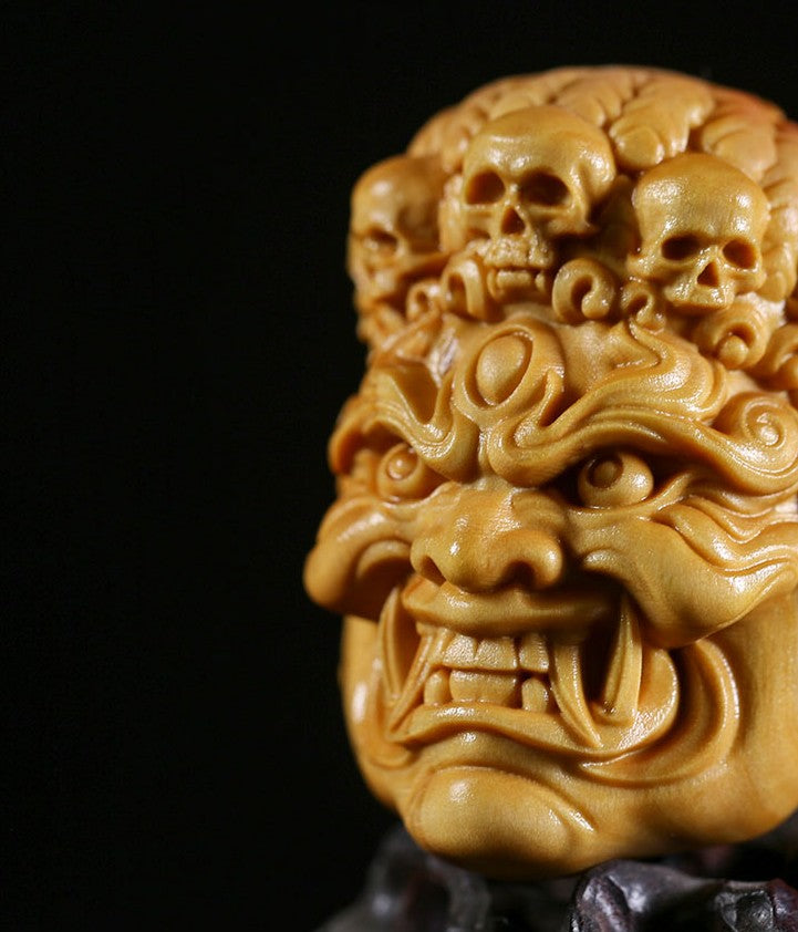 Mahākāla God of Fortune Yellow Box Wood Pendant - Holy Buyble