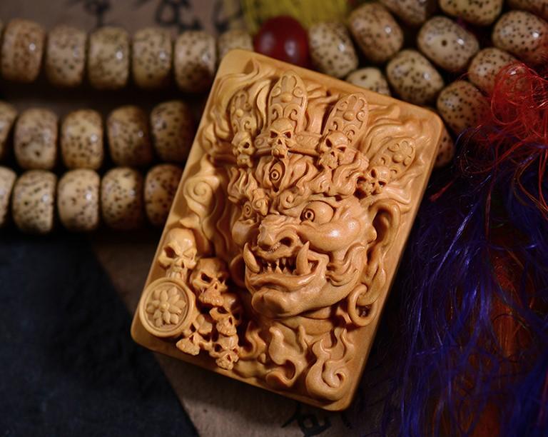 Mahākāla God of Fortune Wooden Pendant - Holy Buyble