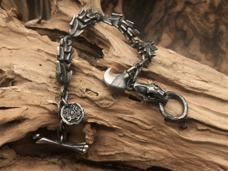 Saber Tooth Tiger Skull Bone Skeleton Bracelet