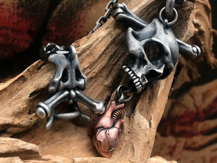 Skull Heart Bone Necklace
