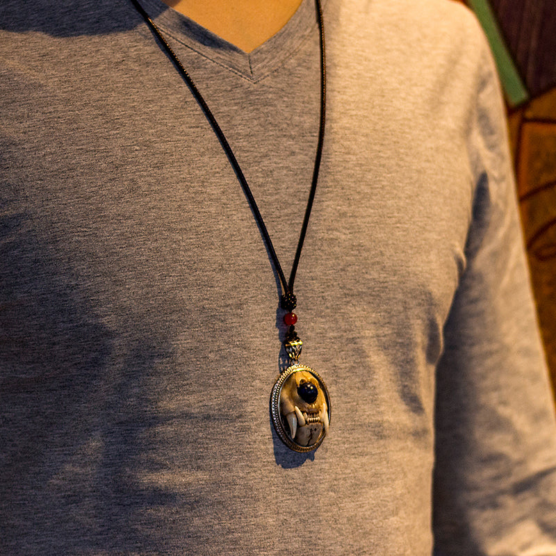 Skull Skeleton Animal Bone Beast Pendant Necklace
