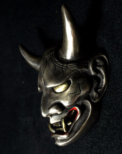 Japanese Oni Demon Silver Pendant - Holy Buyble