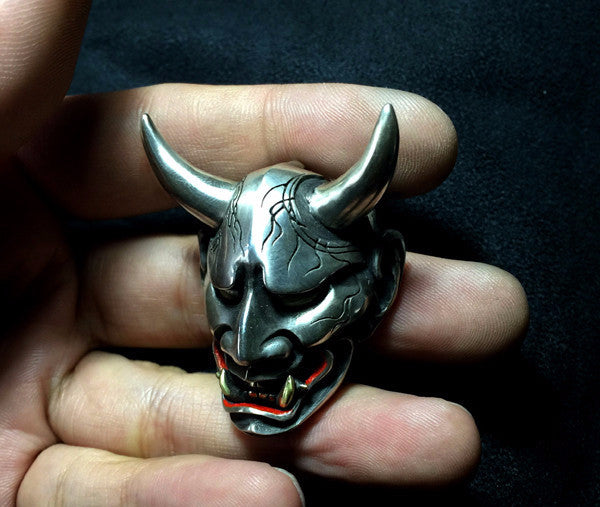 Japanese Oni Demon Silver Pendant - Holy Buyble