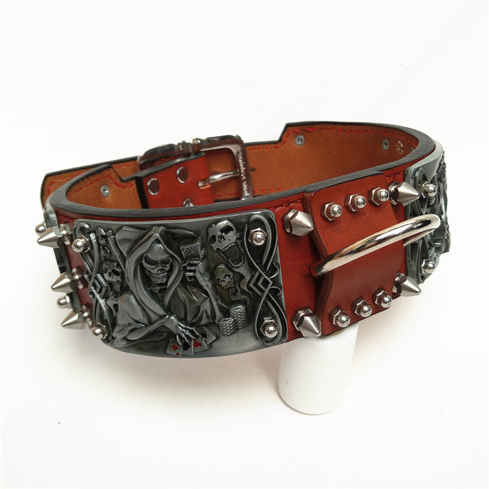 Grim Reaper Studded Leather Dog Collar - Holy Buyble