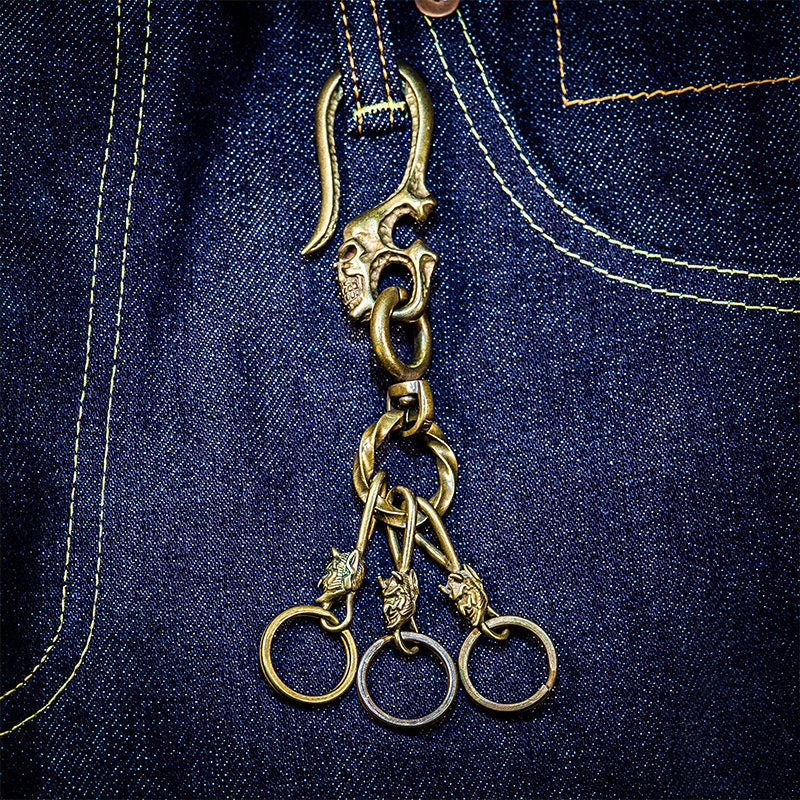 Brass Skull Hook Demon Key Ring - Holy Buyble