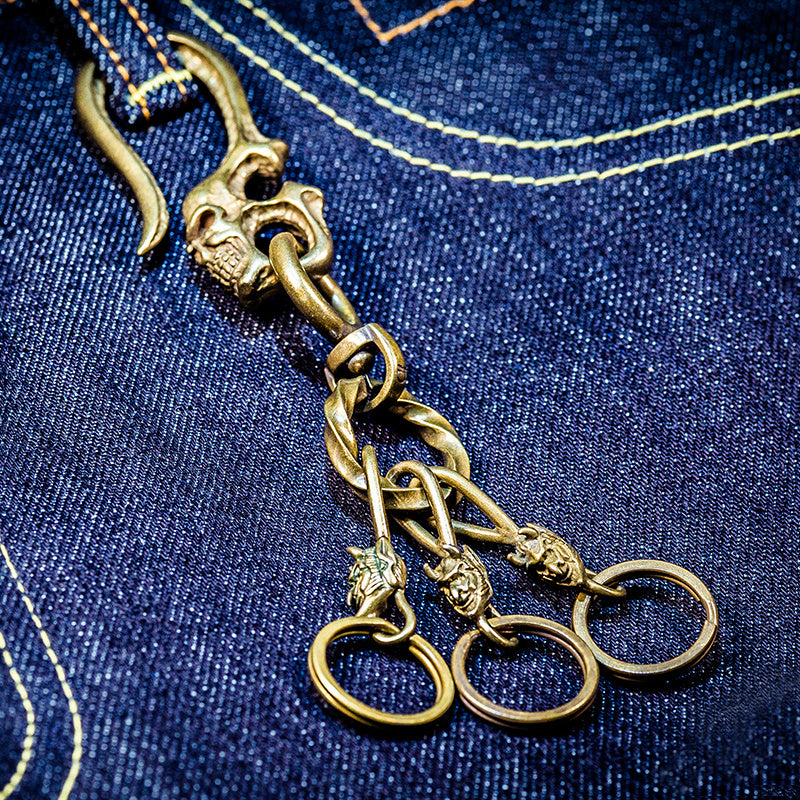 Brass Skull Hook Demon Key Ring - Holy Buyble