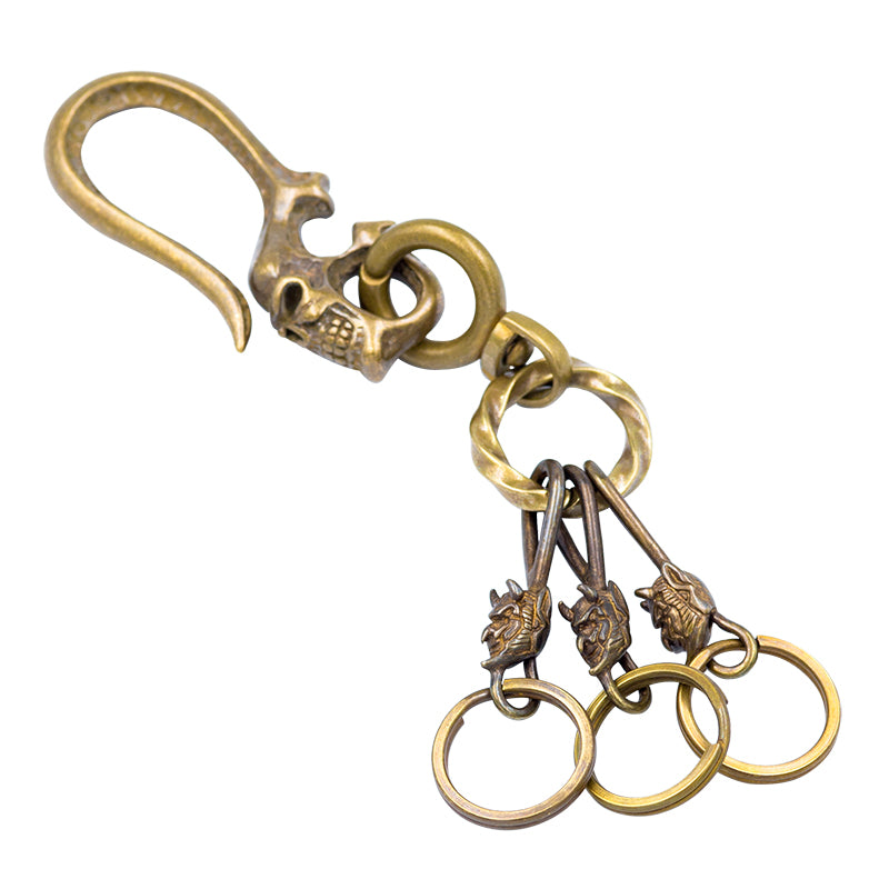 Brass Skull Hook Demon Key Ring - Holy Buyble