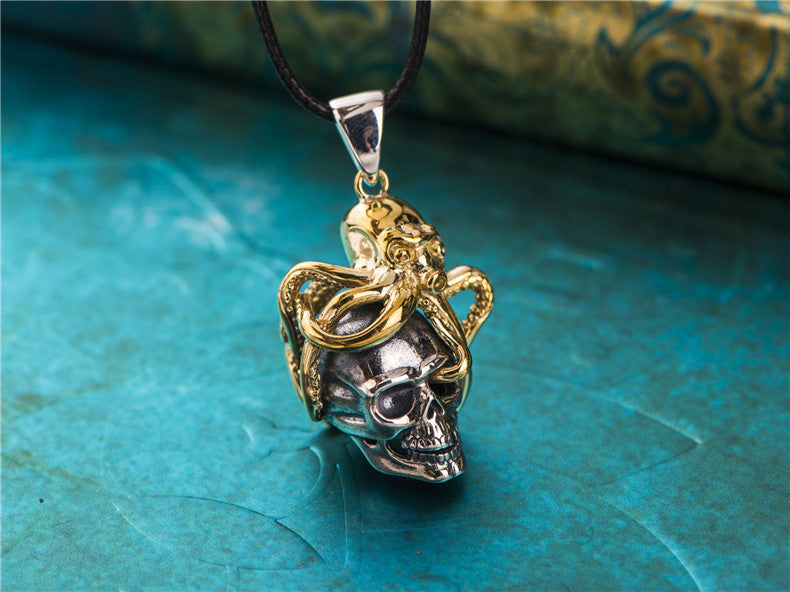 Skull & 18K Gold Plated Octopus Pendant - Holy Buyble