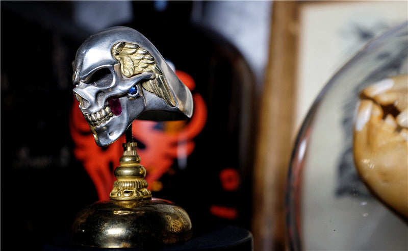 18K Gold & Gemstone Skull Ring - Holy Buyble