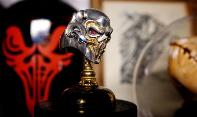 18K Gold & Gemstone Skull Ring - Holy Buyble