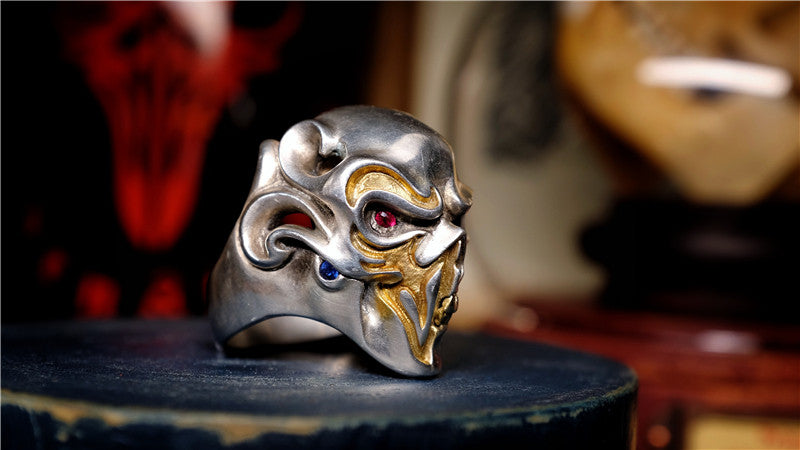 18K Gold & Gemstone Skull Ring - Holy Buyble